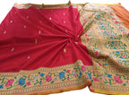 Exquisite Red Handloom Banarasi Pure Katan Silk Saree - Luxurion World