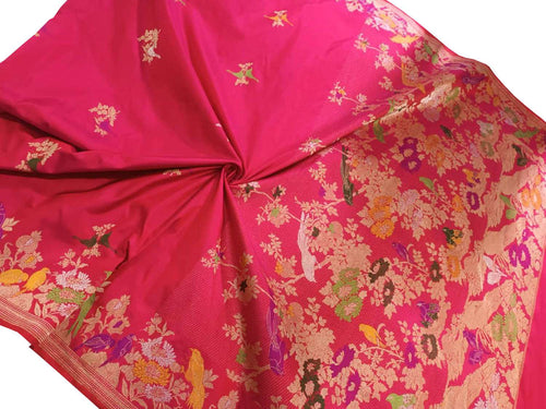 Exquisite Pink Handloom Banarasi Pure Katan Silk Saree - Luxurion World