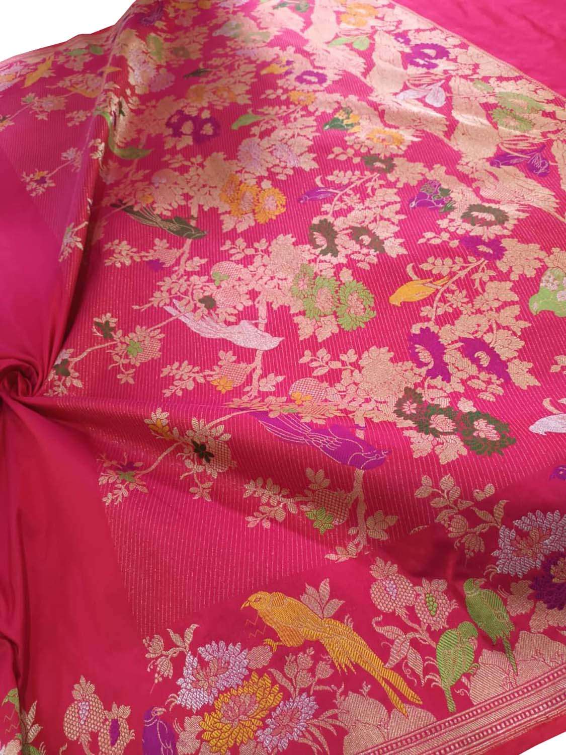 Exquisite Pink Handloom Banarasi Pure Katan Silk Saree - Luxurion World