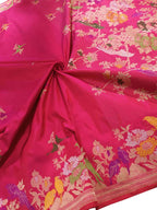 Exquisite Pink Handloom Banarasi Pure Katan Silk Saree - Luxurion World