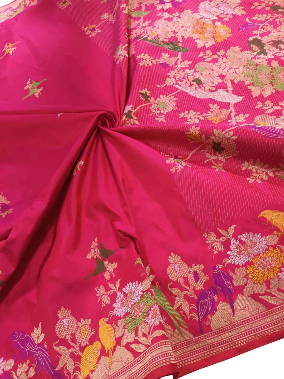Exquisite Pink Handloom Banarasi Pure Katan Silk Saree - Luxurion World