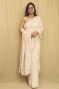 Elegant Dyeable Banarasi Handloom Pure Moonga Crushed Tissue Stripe Saree - Luxurion World