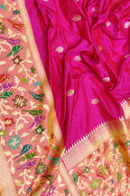 Exquisite Pink Banarasi Handloom Silk Saree - Luxurion World
