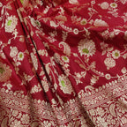 Exquisite Red Banarasi Handloom Silk Saree - Luxurion World