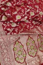Exquisite Red Banarasi Handloom Silk Saree - Luxurion World