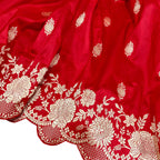 Exquisite Red Banarasi Handloom Katan Silk Saree - Luxurion World