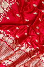 Exquisite Red Banarasi Handloom Katan Silk Saree - Luxurion World