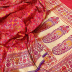 Elegant Pink Banarasi Silk Saree - Handloom Katan Silk - Luxurion World