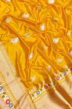 Golden Glow: Yellow Banarasi Katan Silk Saree - Luxurion World