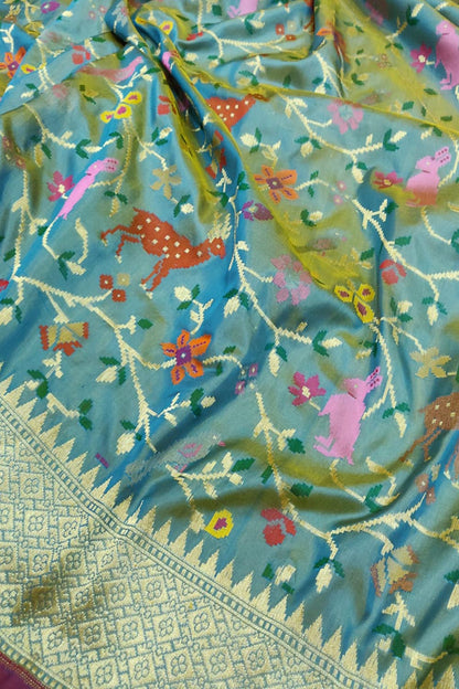 Exquisite Multicolor Banarasi Handloom Pure Katan Silk Saree - Luxurion World