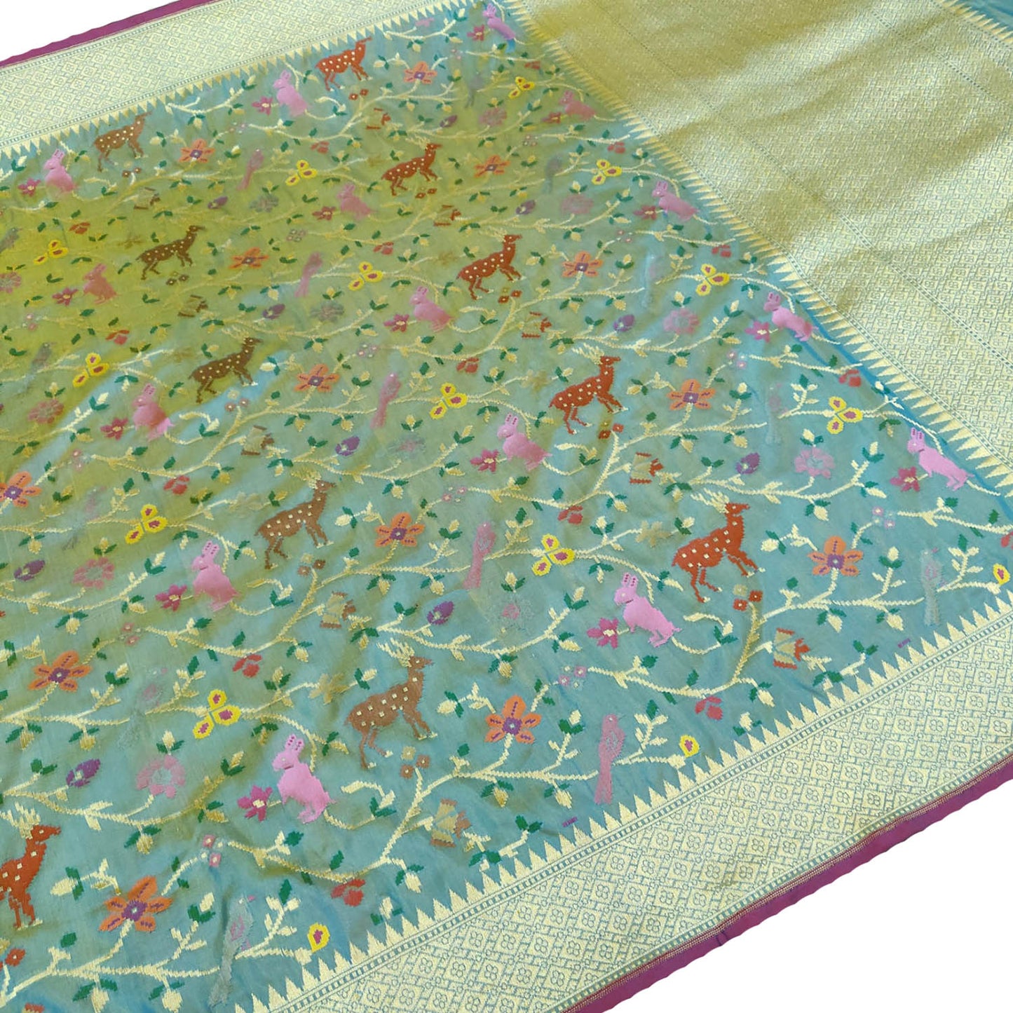 Exquisite Multicolor Banarasi Handloom Pure Katan Silk Saree - Luxurion World