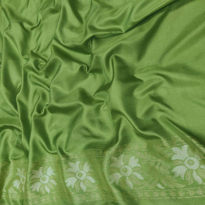 Exquisite Green Banarasi Handloom Pure Katan Silk Saree - Luxurion World