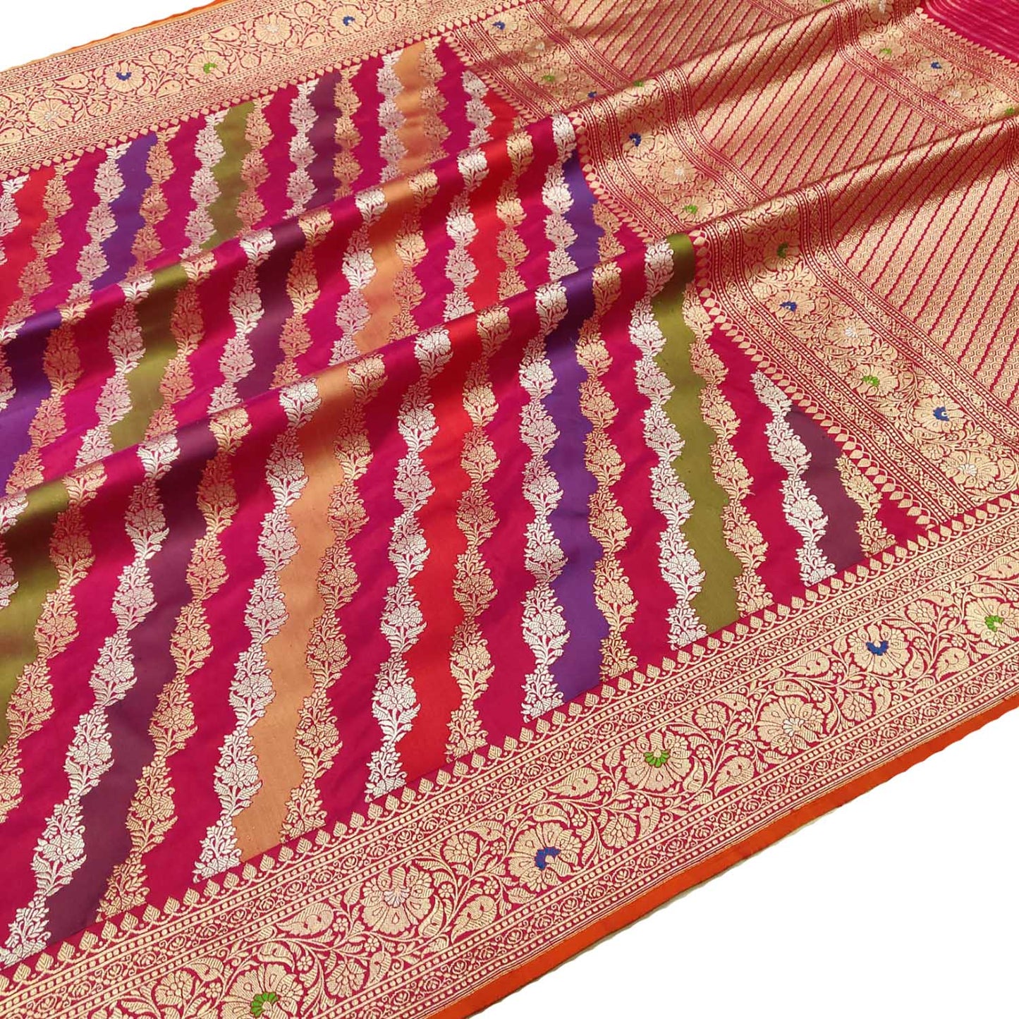 Exquisite Multicolor Banarasi Handloom Pure Katan Silk Saree - Luxurion World