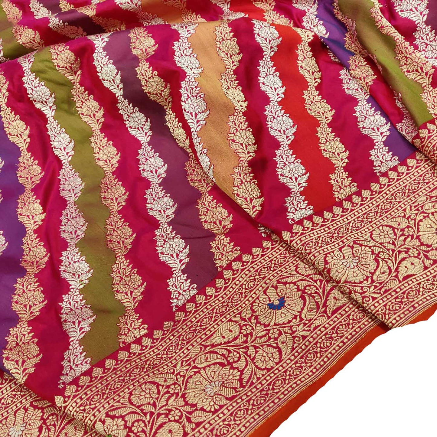 Exquisite Multicolor Banarasi Handloom Pure Katan Silk Saree - Luxurion World