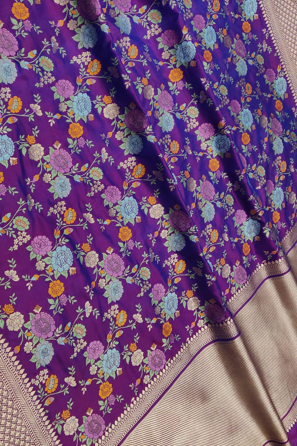 Elegant Purple Banarasi Handloom Pure Katan Silk Saree - Luxurion World