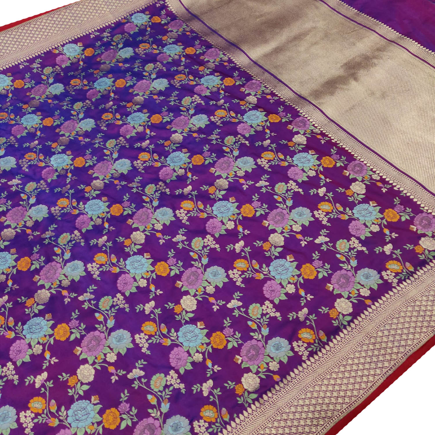 Elegant Purple Banarasi Handloom Pure Katan Silk Saree - Luxurion World