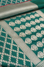 Exquisite Green Banarasi Handloom Pure Katan Silk Saree - Luxurion World