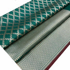 Exquisite Green Banarasi Handloom Pure Katan Silk Saree - Luxurion World