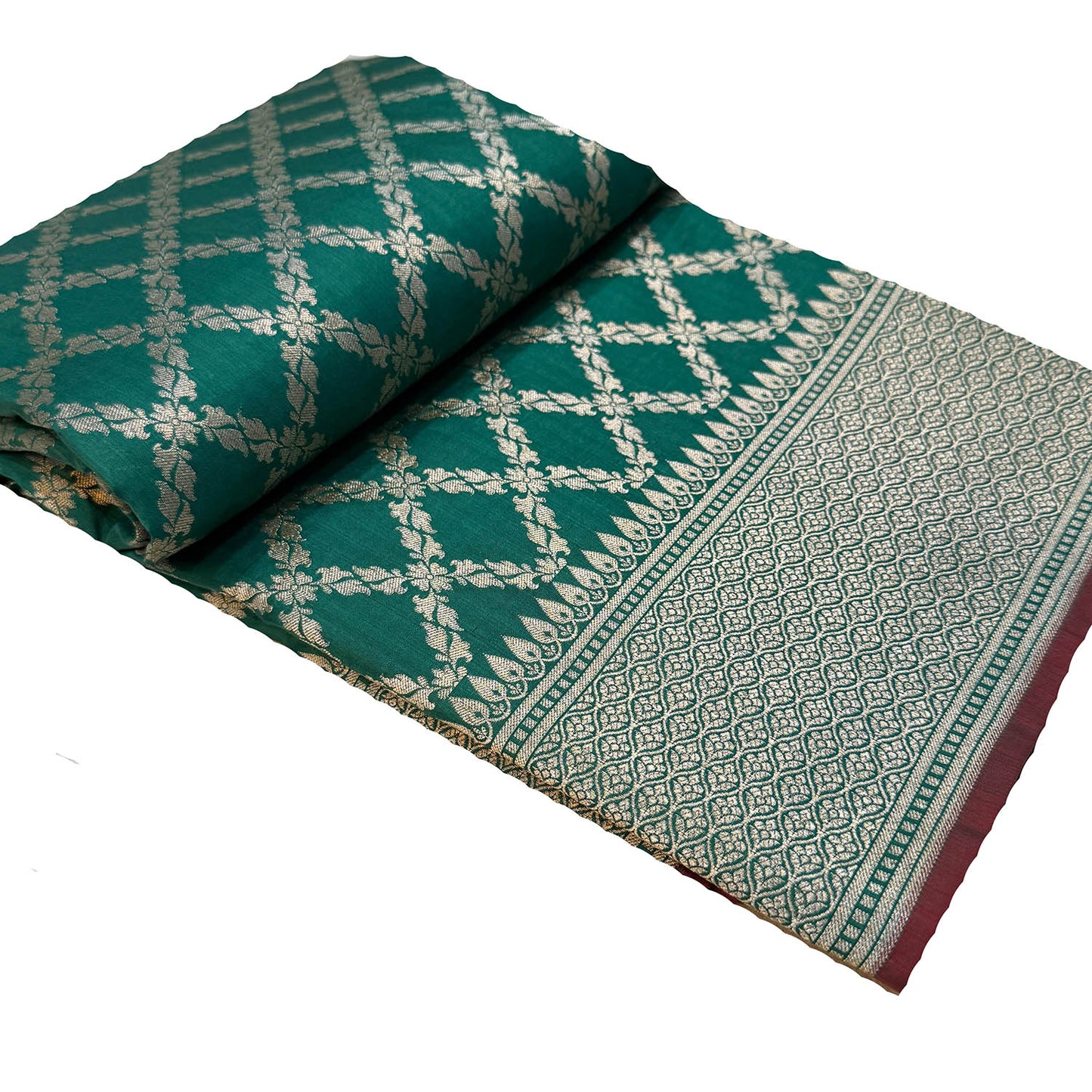 Exquisite Green Banarasi Handloom Pure Katan Silk Saree - Luxurion World