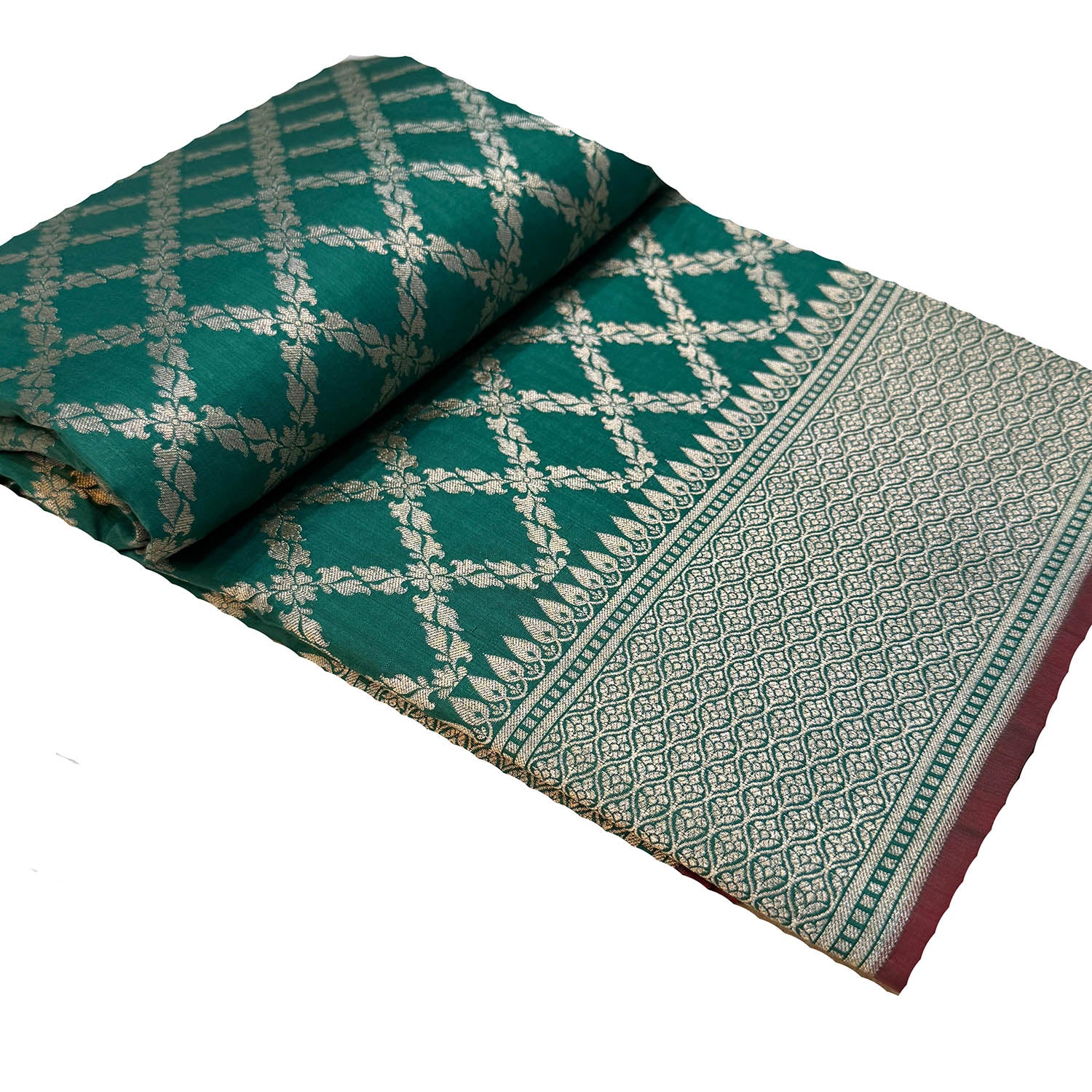 Exquisite Green Banarasi Handloom Pure Katan Silk Saree - Luxurion World