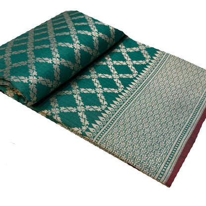Exquisite Green Banarasi Handloom Pure Katan Silk Saree - Luxurion World