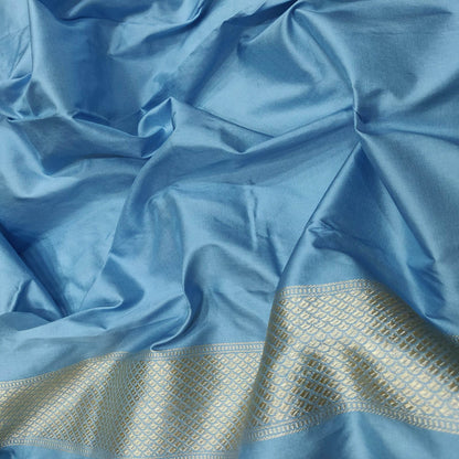 Blue Banarasi Handloom Pure Katan Silk Saree - Luxurion World