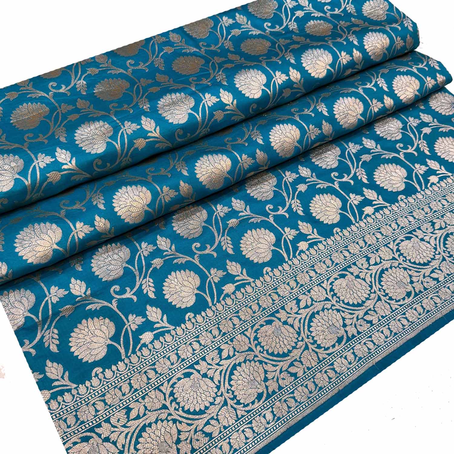 Blue Banarasi Handloom Pure Katan Silk Saree - Luxurion World