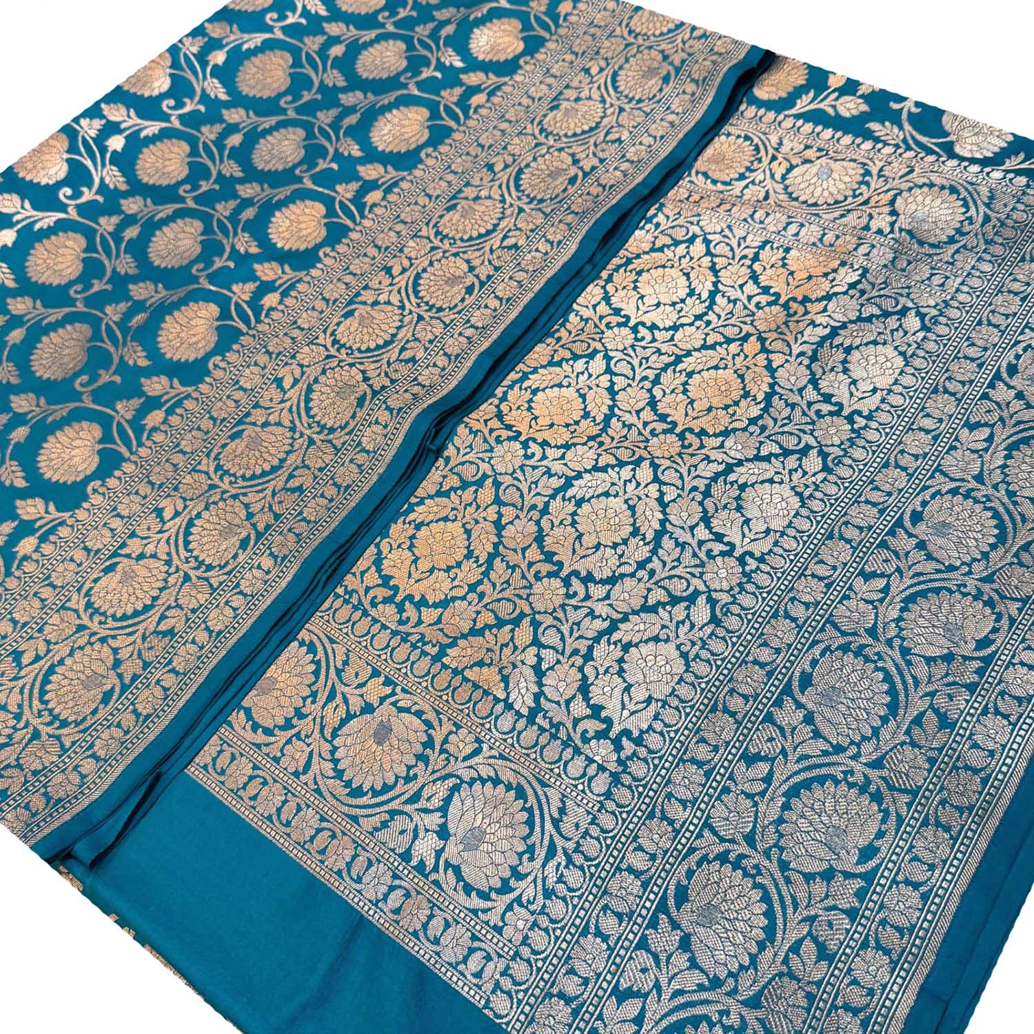 Blue Banarasi Handloom Pure Katan Silk Saree - Luxurion World