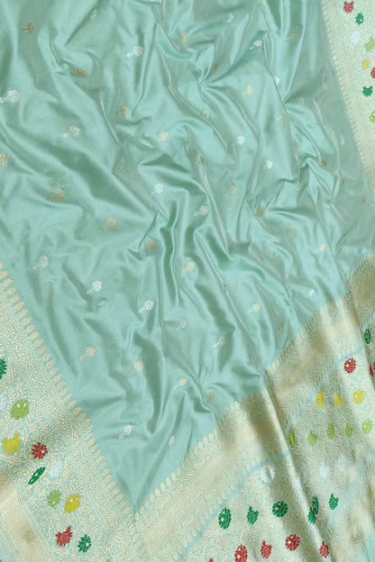 Blue Banarasi Handloom Pure Katan Silk Saree - Luxurion World