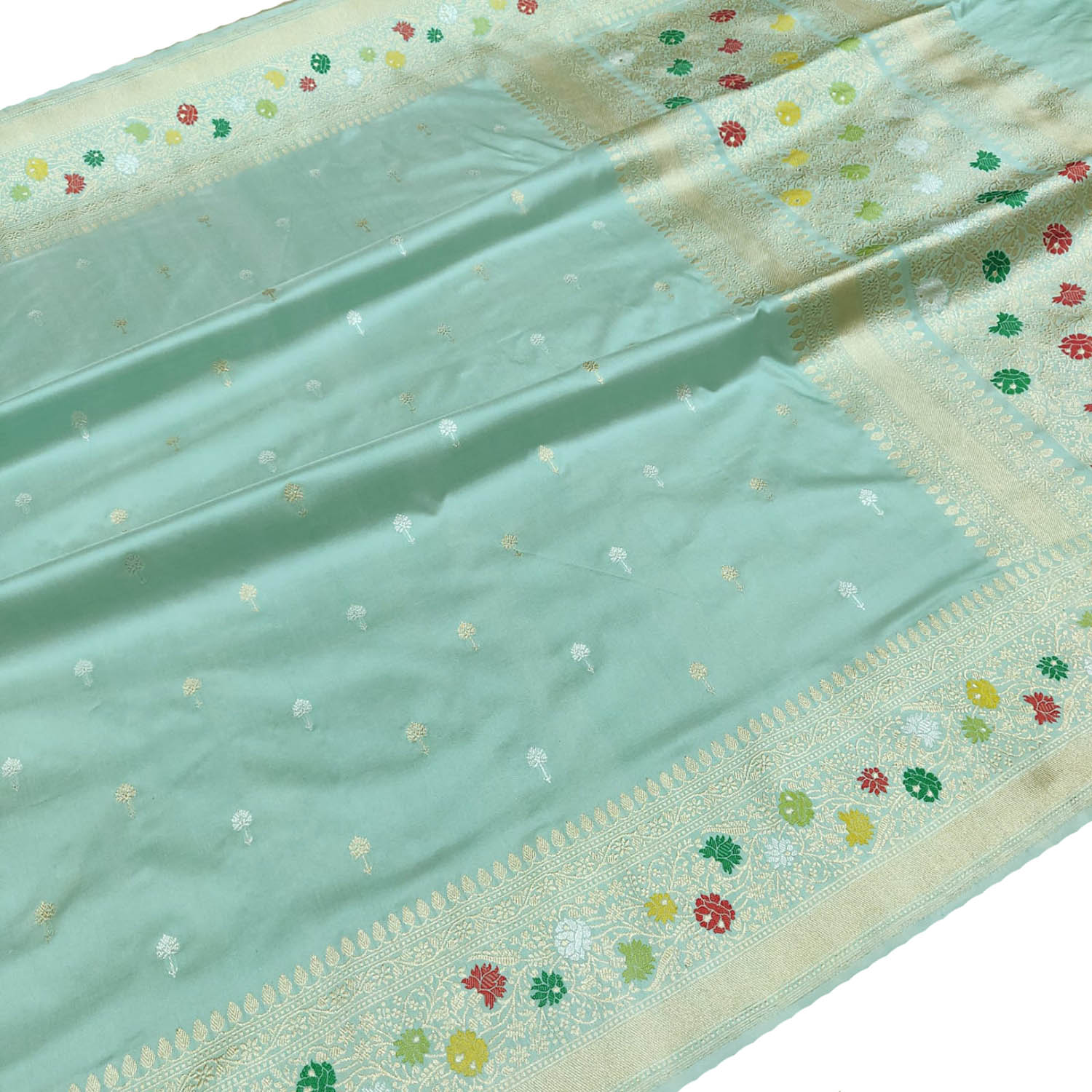 Blue Banarasi Handloom Pure Katan Silk Saree - Luxurion World