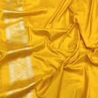 Yellow Handloom Banarasi Pure Katan Silk Meenakari Flower Design Saree - Luxurion World