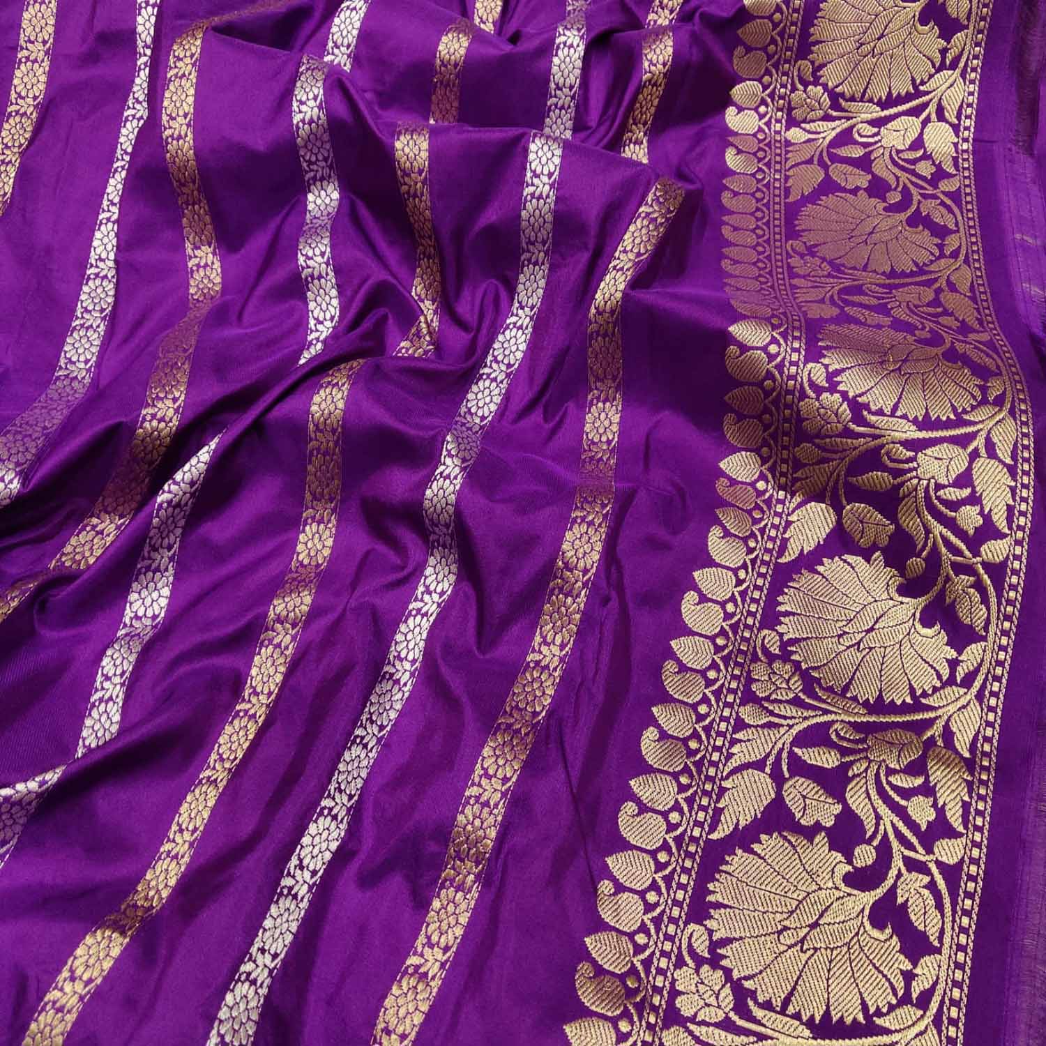 Elegant Pastel Handloom Banarasi Pure Katan Silk Meenakari Saree - Luxurion World