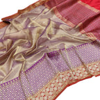 Elegant Purple Shot Handloom Banarasi Pure Tissue Silk Saree - Luxurion World