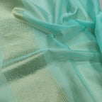 Exquisite Green Handloom Banarasi Pure Kora Silk Flower And Bird Design Saree - Luxurion World