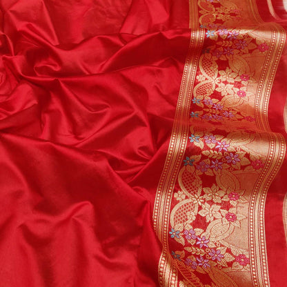 Elegant Blue Handloom Banarasi Pure Kora Silk Leaf Design Meenakari Saree - Luxurion World