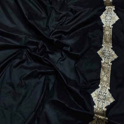Exquisite Black Banarasi Handloom Pure Katan Silk Saree - Luxurion World