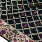 Elegant Black Banarasi Handloom Pure Katan Silk Flower Design Meenakari Saree - Luxurion World