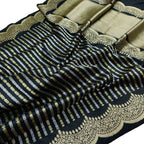 Exquisite Black Banarasi Handloom Pure Katan Silk Sona Roopa Saree - Luxurion World