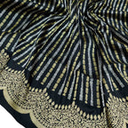 Exquisite Black Banarasi Handloom Pure Katan Silk Sona Roopa Saree - Luxurion World