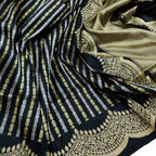 Exquisite Black Banarasi Handloom Pure Katan Silk Sona Roopa Saree - Luxurion World