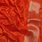 Blue & Orange Handloom Banarasi Pure Katan Silk Flower Design Meenakari Saree - Luxurion World