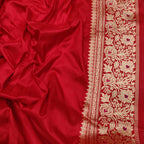 Exquisite Purple Handloom Banarasi Pure Katan Silk Flower Design Meenakari Saree - Luxurion World