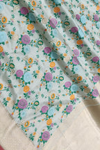 Elegant Off White Handloom Banarasi Pure Katan Silk Flower Design Meenakari Saree - Luxurion World