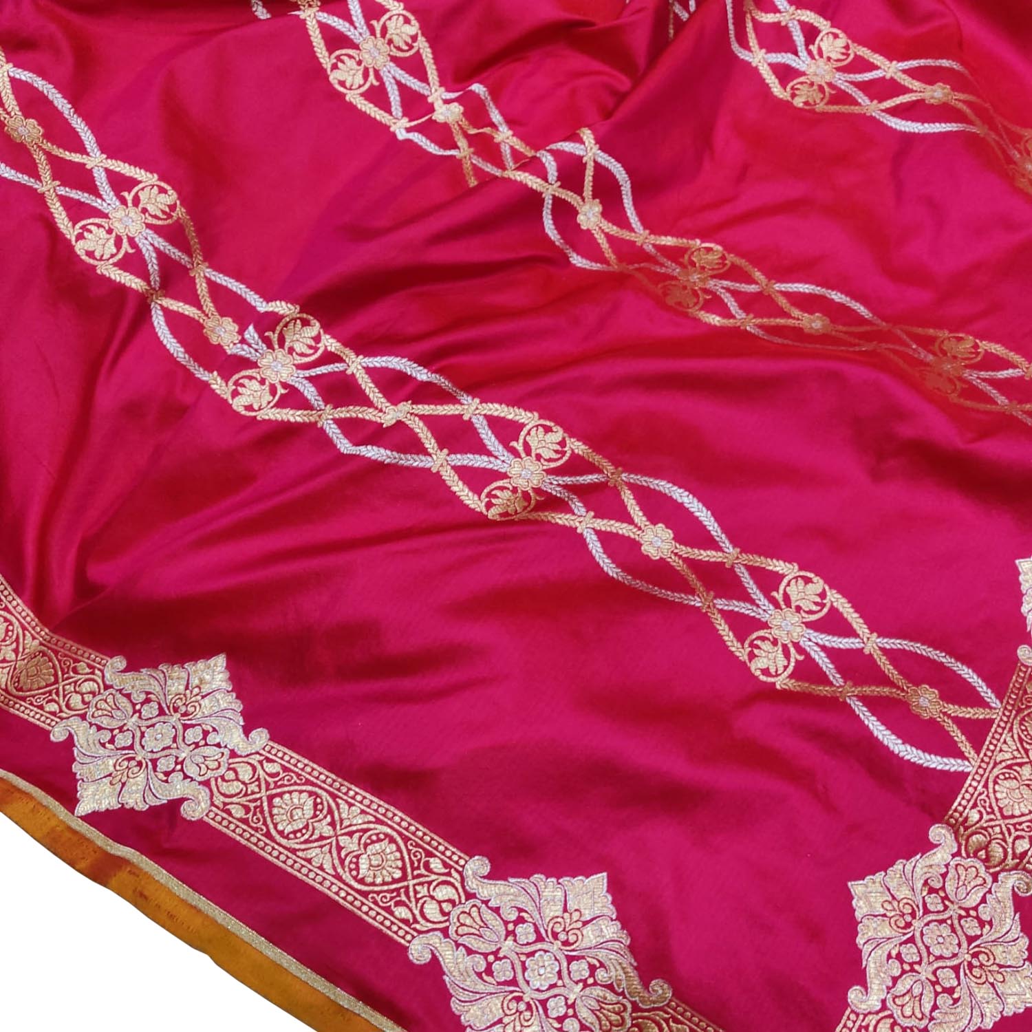 Pink Banarasi Handloom Pure Katan Silk Sona Roopa Saree - Luxurion World