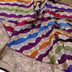 Multicolor Banarasi Handloom Pure Katan Silk Rangkat Saree - Luxurion World