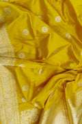 Yellow Handloom Banarasi Pure Katan Silk Chand Booti Design Saree - Luxurion World
