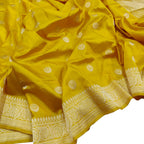 Yellow Handloom Banarasi Pure Katan Silk Chand Booti Design Saree - Luxurion World