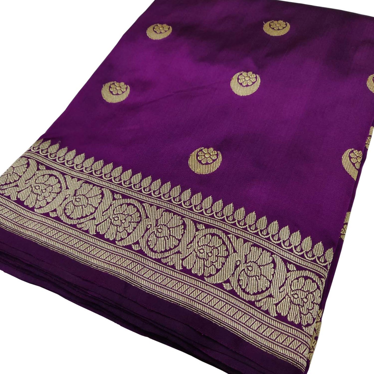Elegant Purple Handloom Banarasi Pure Katan Silk Chand Booti Design Saree - Luxurion World
