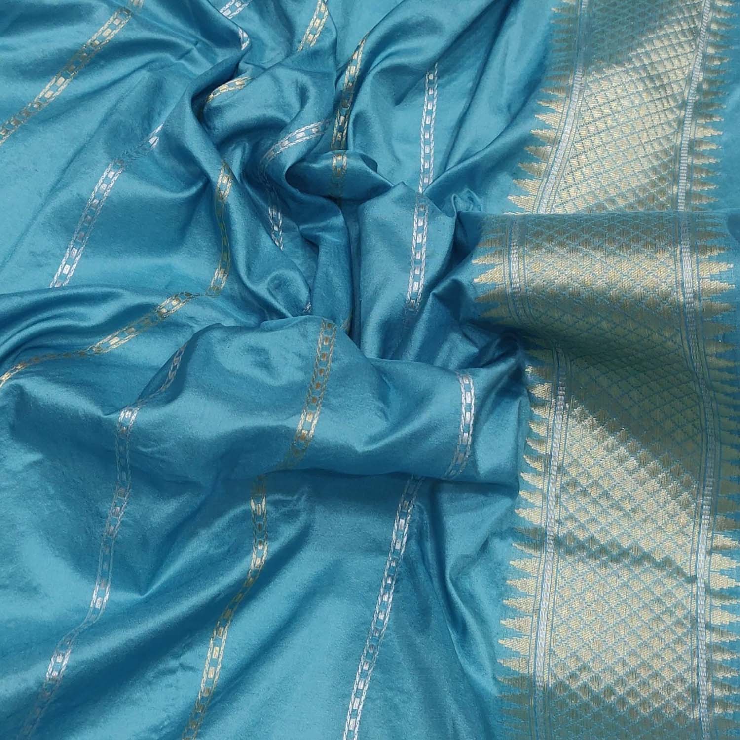 Purple Handloom Banarasi Pure Tissue Flower Design Meenakari Saree - Luxurion World