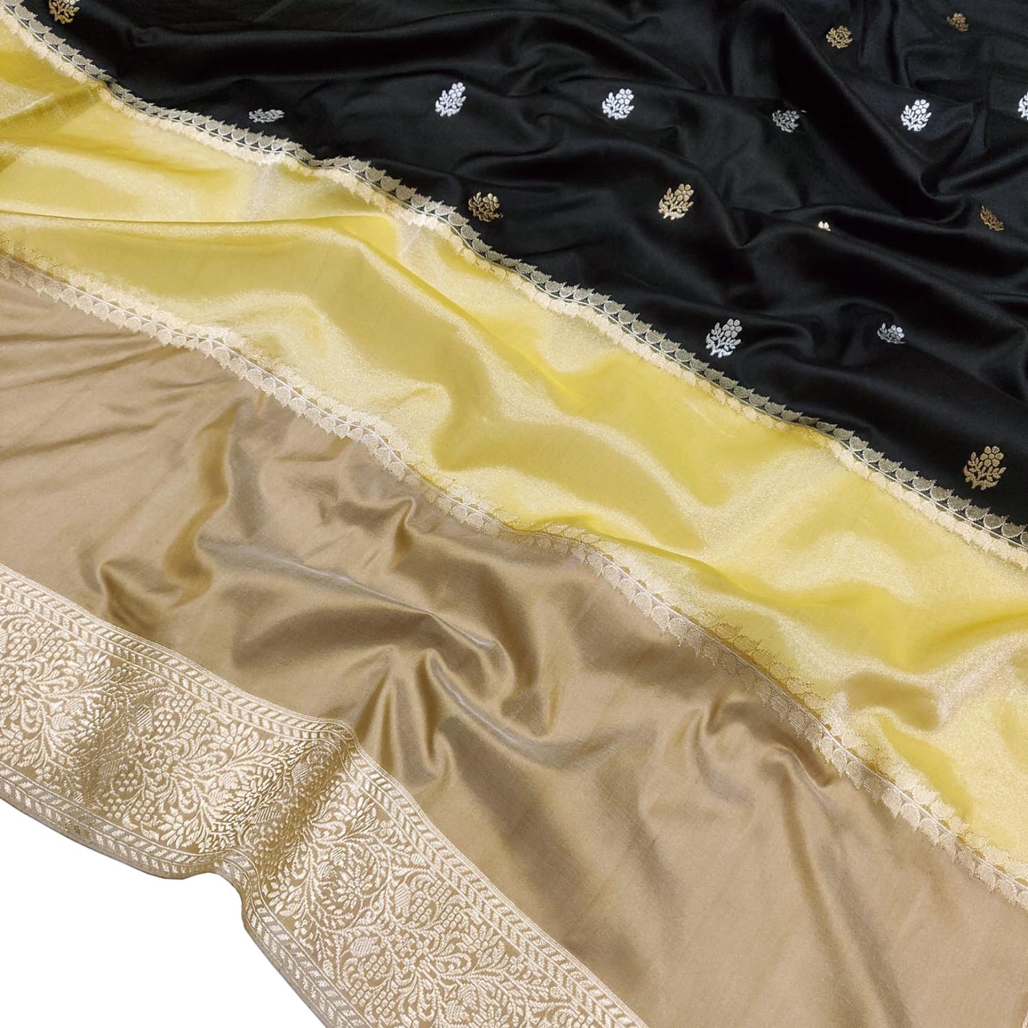 Multicolor Handloom Banarasi Pure Katan Tissue Tussar Silk Saree - Luxurion World